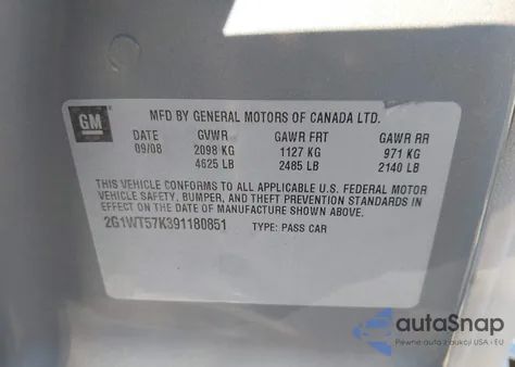 2009 Chevrolet Impala Lt from USA, damaged, VIN 2G1WT57K391180851